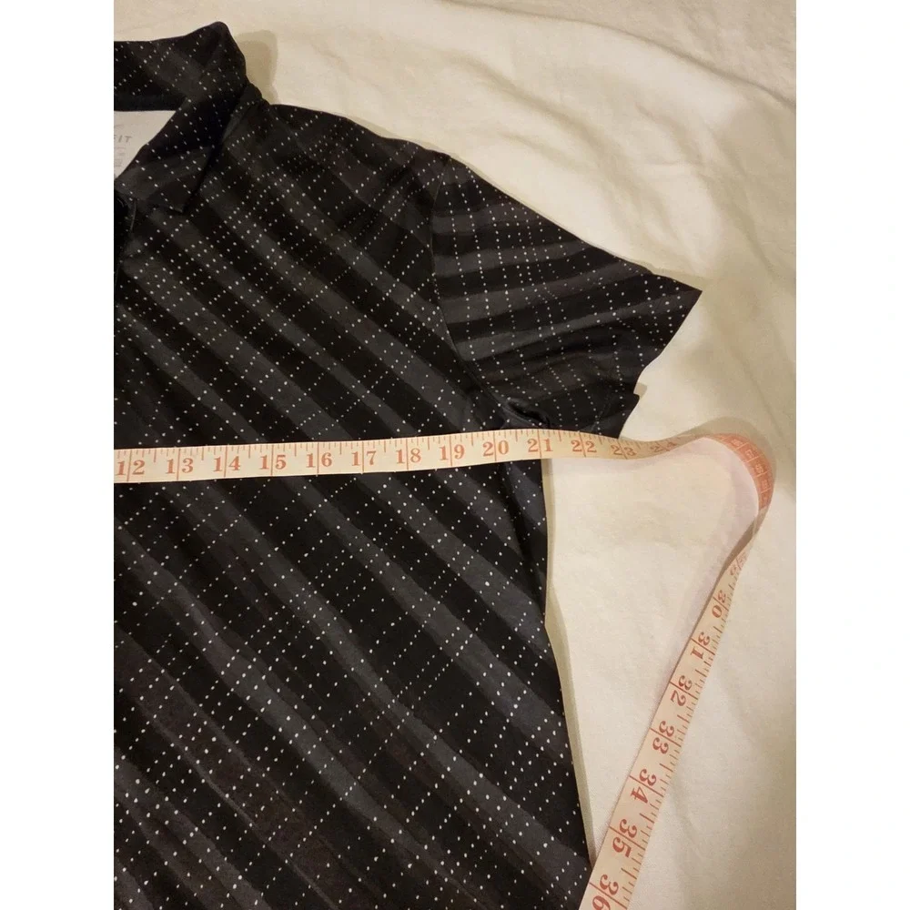 Nike Dri-FIT Golf Polo Shirt Men's XL Black Gray Plaid Check Performance...